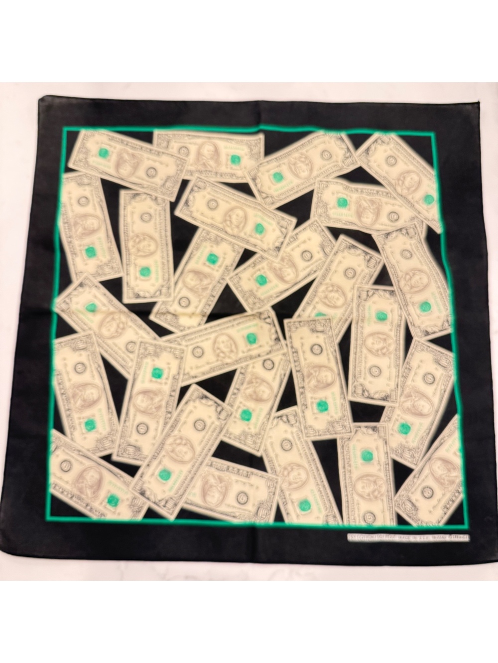 Vintage Springs Money Print Scarf 50% Cotton 50% Polyester Made in USA